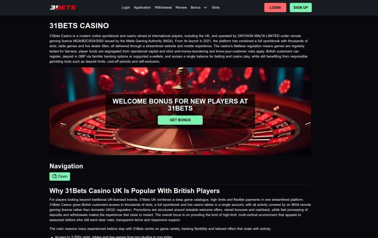 31Bets Casino Pros And Cons For United Kingdom Players: Gameplay, Bonuses, Support  