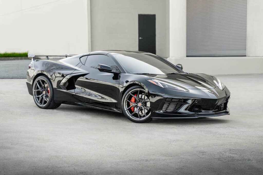 black sports car with ceramic coating