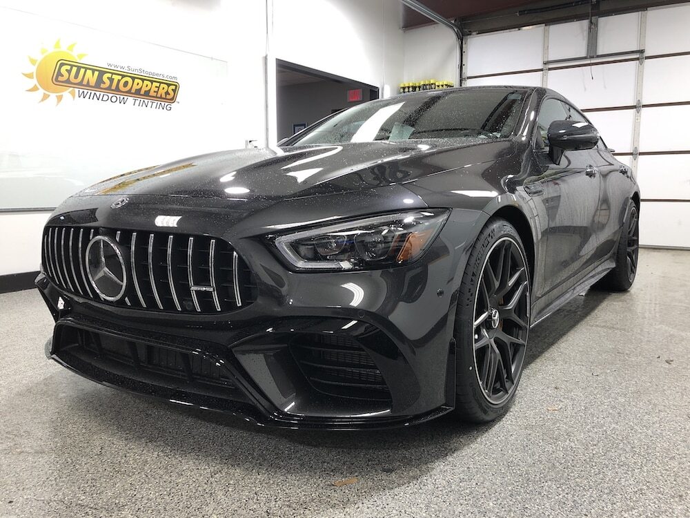 ceramic coating on a black sports car