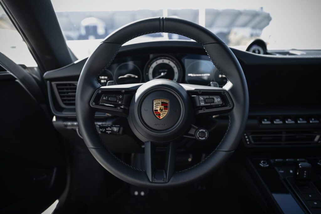 steering wheel of a porsche