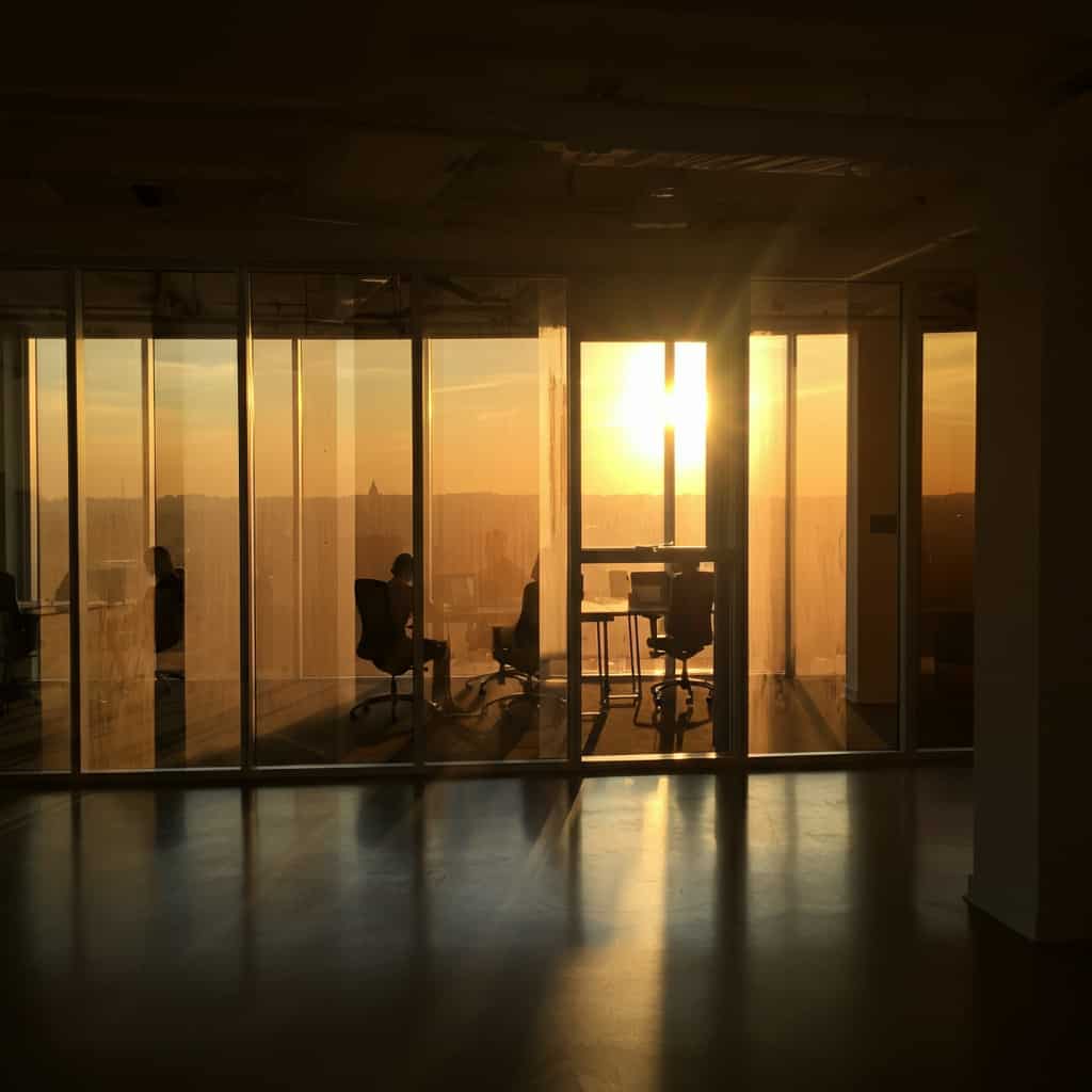 Office building with tinted windows.