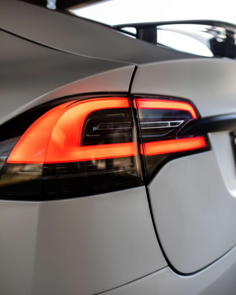 rear lights of a tesla with ppf