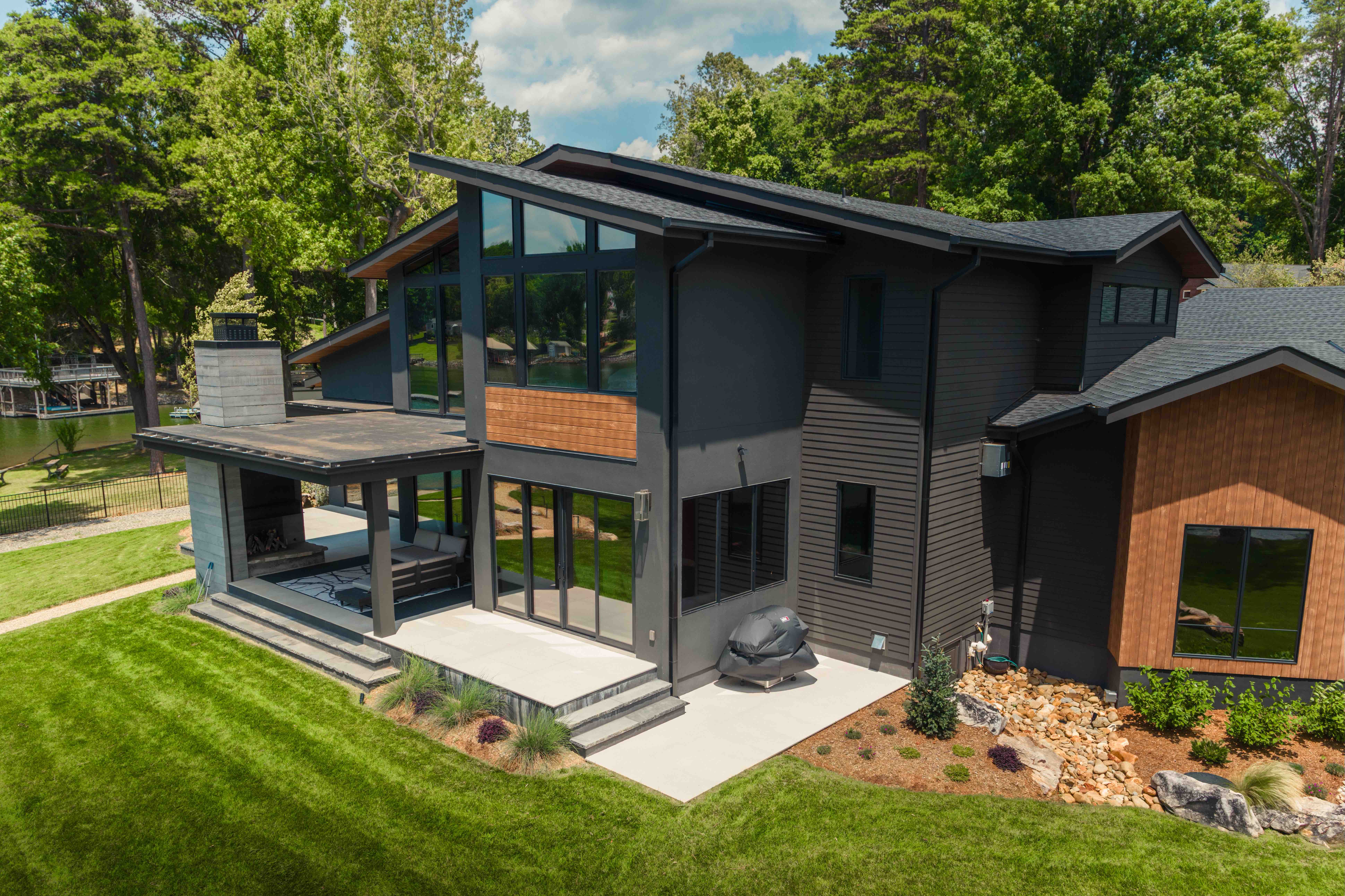 A black home with a window tint from sun stoppers