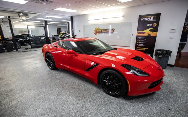 Corvette getting windows tinted