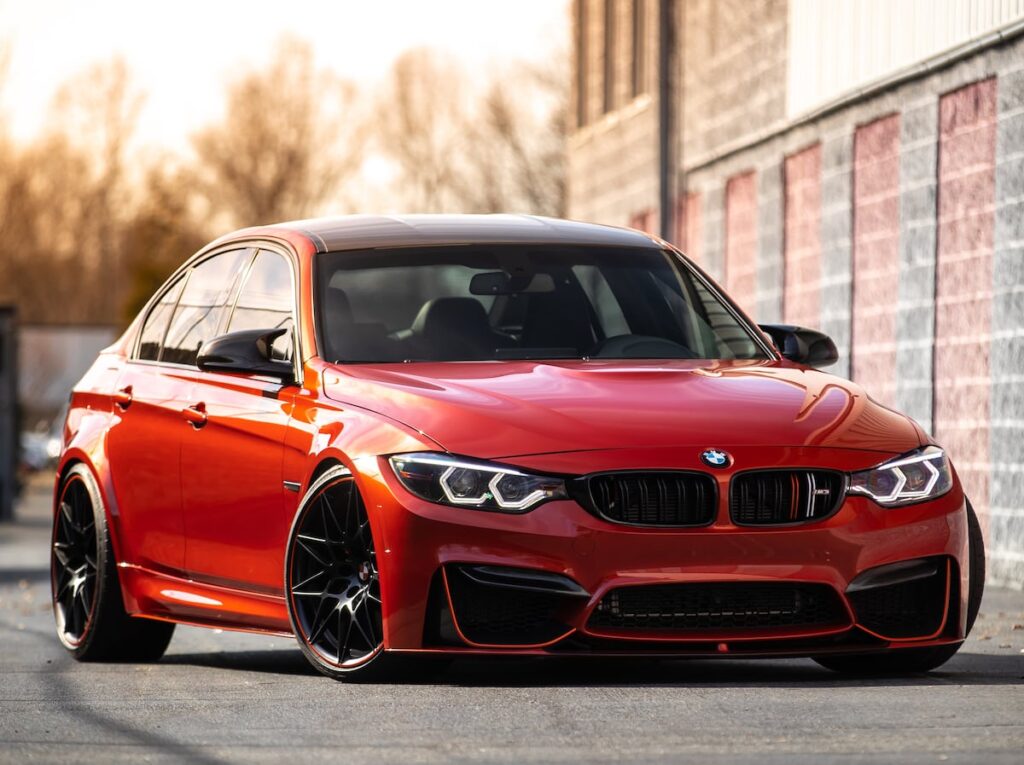 a red bmw with new paint protection