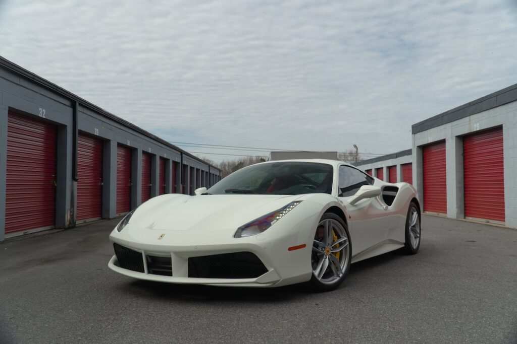 a white car with newly applied paint protection film