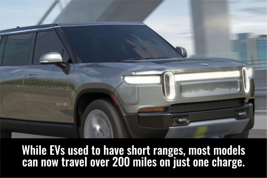 EVs can travel up to 200 miles on one charge
