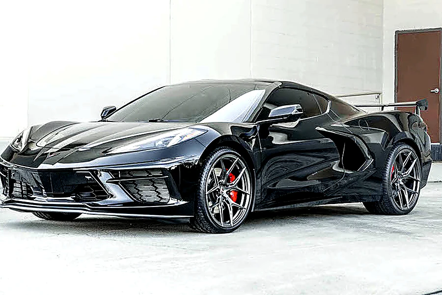 Corvette ceramic coating for gloss, hydrophobic protection, and easier maintenance