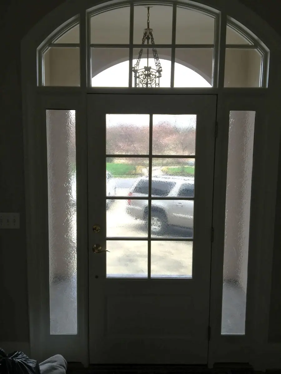 Frosted privacy film on residential glass