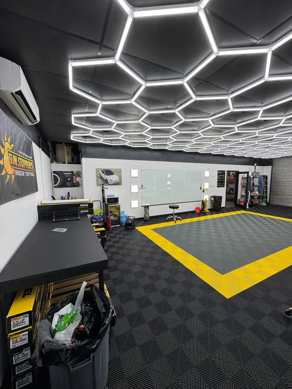 Interior of a Sun Stoppers Express tint shop